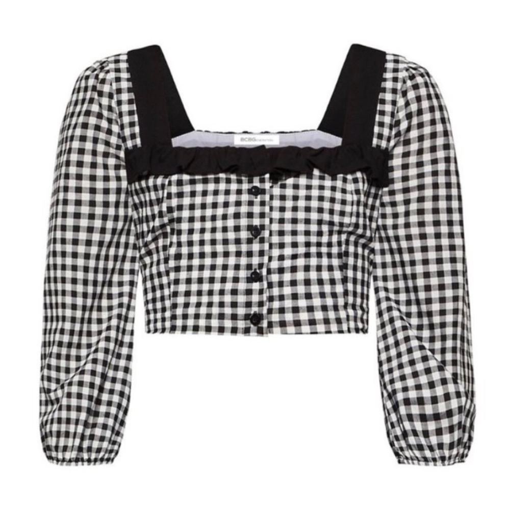 BCBG - Black and White Gingham Crop Top -NWT (XS)